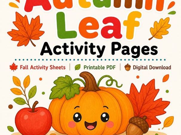 Autumn Leaf Activity Pages | Fall Activity Sheets | Printable PDF | Digital Download