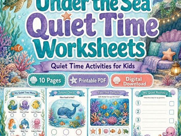 Under the Sea Quiet Time Worksheets | Quiet Time Activities for Kids | Printable PDF | Digital
