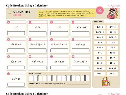Using a Calculator Code Breaker GCSE Puzzle