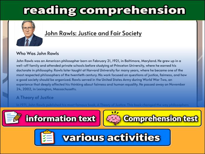 John Rawls: Justice and Fair Society- Reading Comprehension, Worksheet & Activities