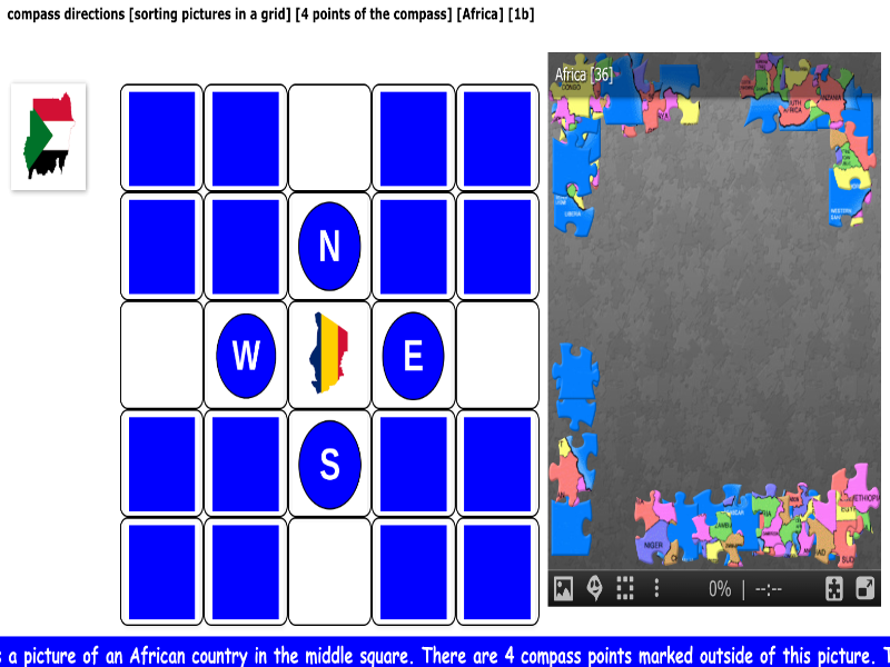 compass directions [sorting pictures in a grid] [4 points of the compass] [Africa] [1b]