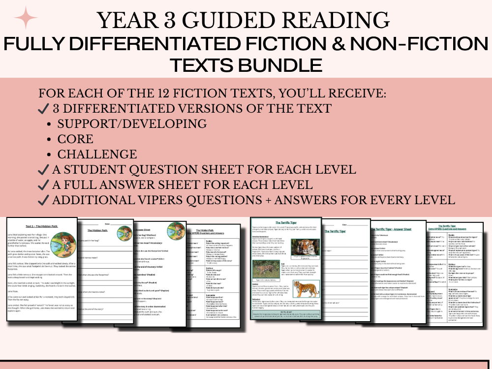 Year 3 Guided Reading MEGA Bundle | 36 Differentiated Texts (Fiction & Non-Fiction)