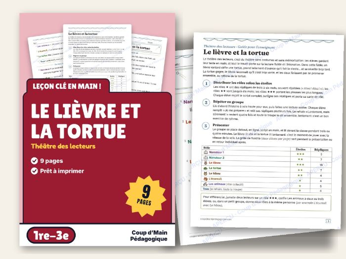 French Readers Theater Tortoise and the Hare Grade 1-3 | Le lièvre et la tortue