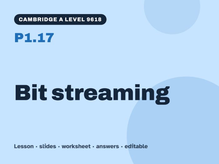 Cambridge A Level Computer Science 9618 – P1.17 Bit streaming – Lesson & Worksheet