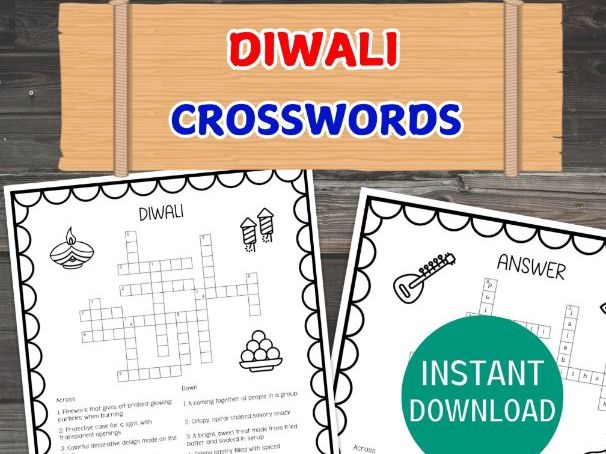 Diwali Crossword Puzzle, Asian Studies Game