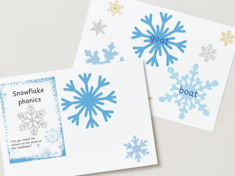 Snowflake phonics phase 2 and 3 word reading