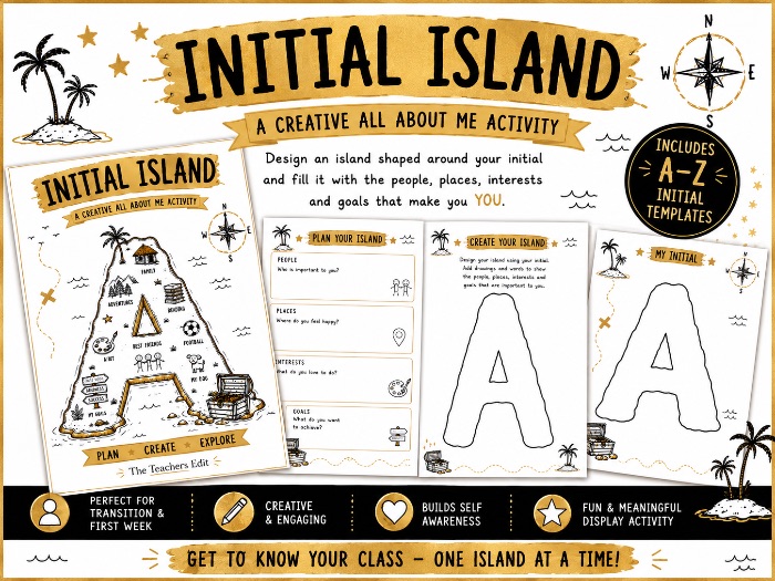 Initial Island | Creative All About Me Activity | Back to School & Transition