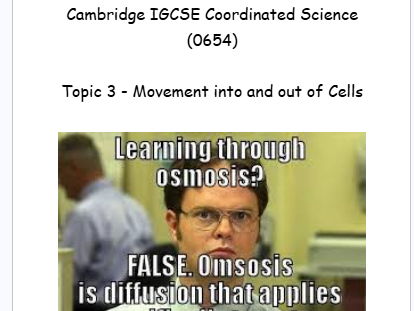0654 B3 - Movement into & out of Cells Topic Booklet