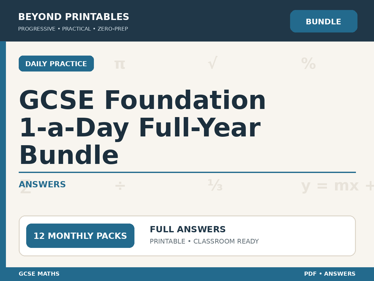GCSE Foundation Maths 1-a-Day Full-Year Bundle | 12 Months | Answers