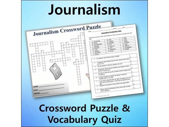 Journalism Vocabulary Quiz & Crossword Puzzle