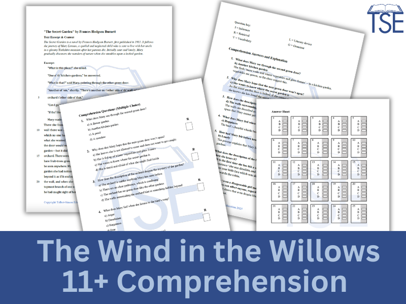 11+ GL English Comprehension Paper - The Wind in the Willows - Multiple Choice