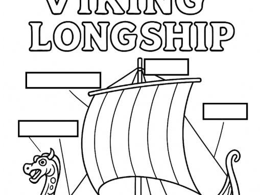 Viking Longship Colouring and Labelling Worksheet