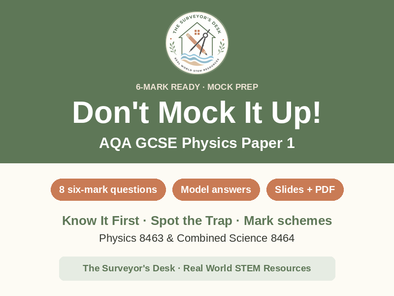 AQA GCSE Physics Paper 1 Mock Revision: 8 Six-Mark Questions with Model Answers - Don't Mock It Up!