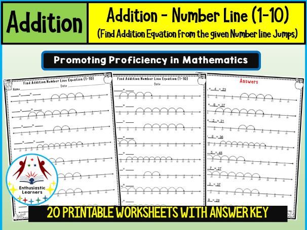 Find the Addition Equation from the Given Number Line Addition Jumps (1–10) Worksheets Math Problems