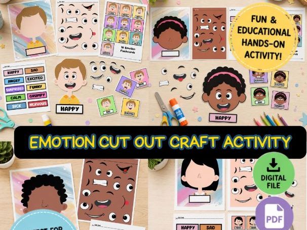 Build a Face Emotions Craft | Feelings Cut & Paste Activity for KidEmotion Cut Out Craft Activity |