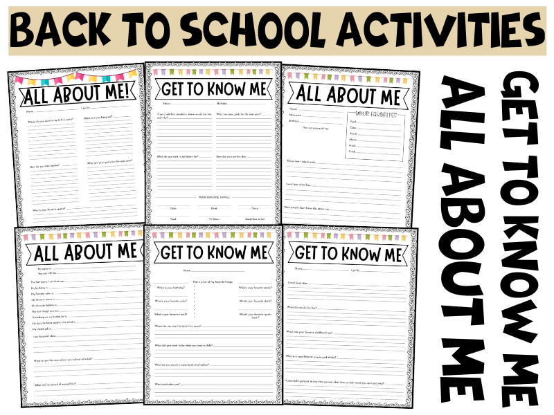 Back to School All About Me, Get to Know Me Icebreaker Activities Year 3, 4, 5, 6
