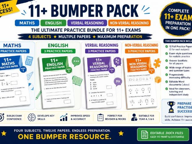 11+ Bumper Practice Pack: Maths, English, VR & NVR Papers
