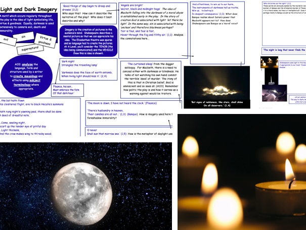 GCSE REVISION A02 / methods Light & Dark Imagery throughout Macbeth (whole text)