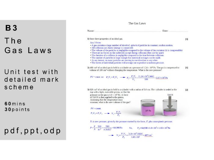 IB physics: B.3 - Gas Laws. Unit Test.