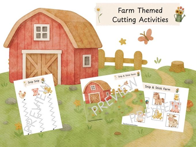 Farm Themed Scissor Activities