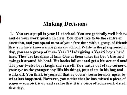 Bullying  - making decisions