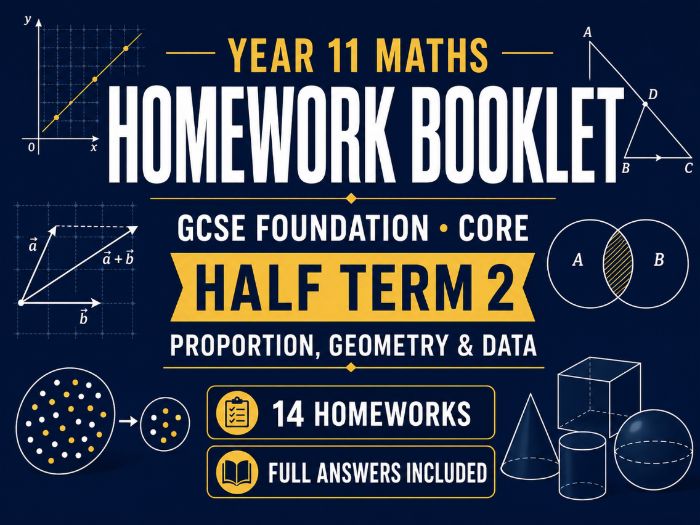 Year 11 Maths Homework Booklet – GCSE Foundation Core Half Term 2 with Answers