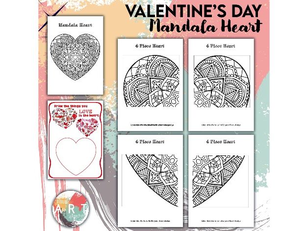 Valentine’s Day Heart Art Pack | Collaborative Heart + Mandala Colouring + Colour Wheel