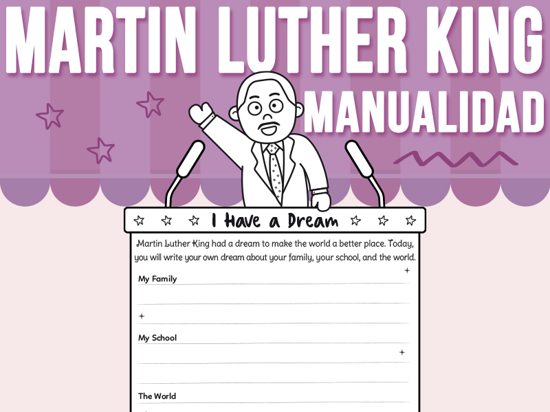 Martin Luther King Jr. Manualidad y Actividades de Escritura in Spanish