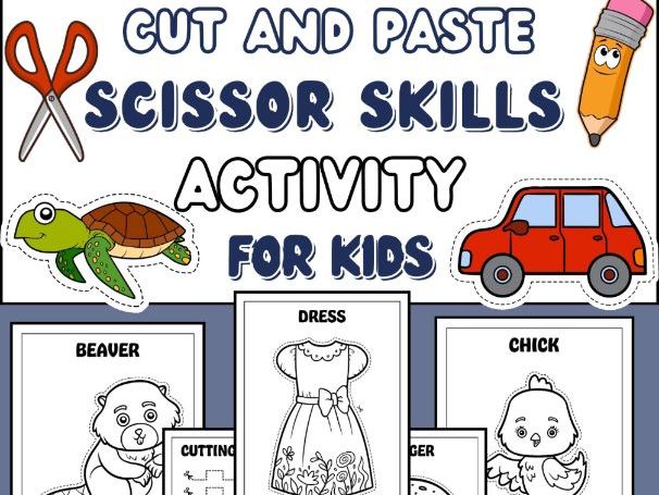 Scissor Skills cutting practice for kids. PreK Worksheets Activities.
