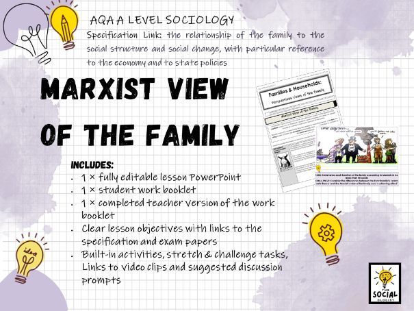 AQA A level Sociology -  Families & Households - Marxism & the Family