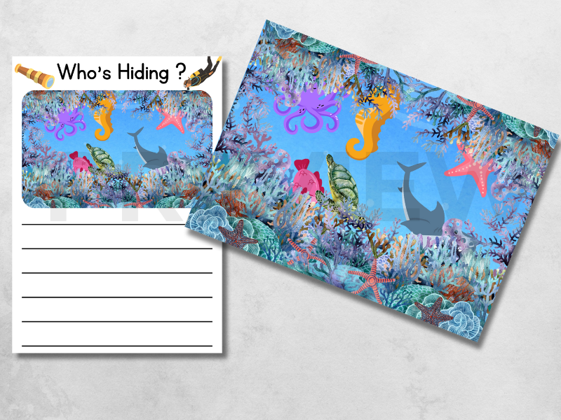 Peekaboo! Ocean Writing Activity - Guess the Sea Creatures  Commotion in the Ocean World Ocean day