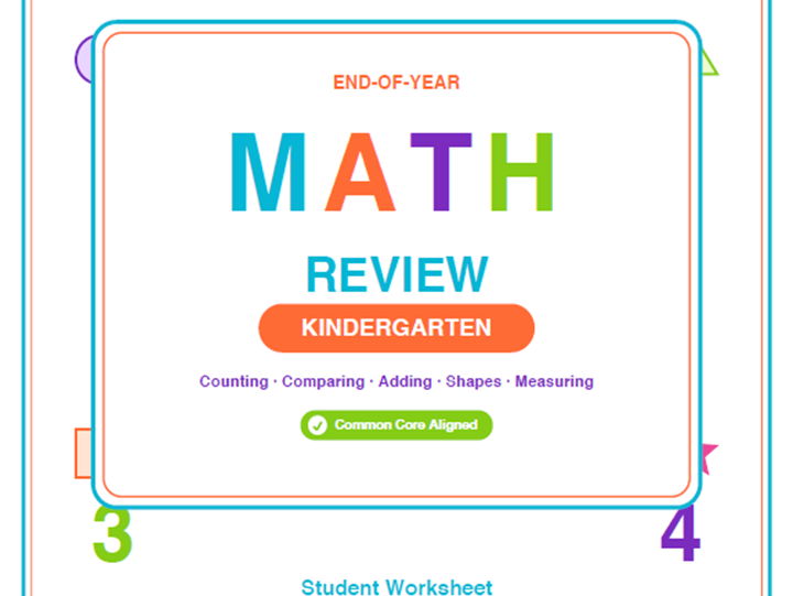 Kindergarten End of Year Math Review Worksheets & Games | Common Core Aligned