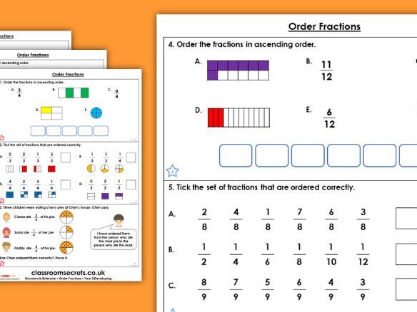 Maths homework ordering numbers