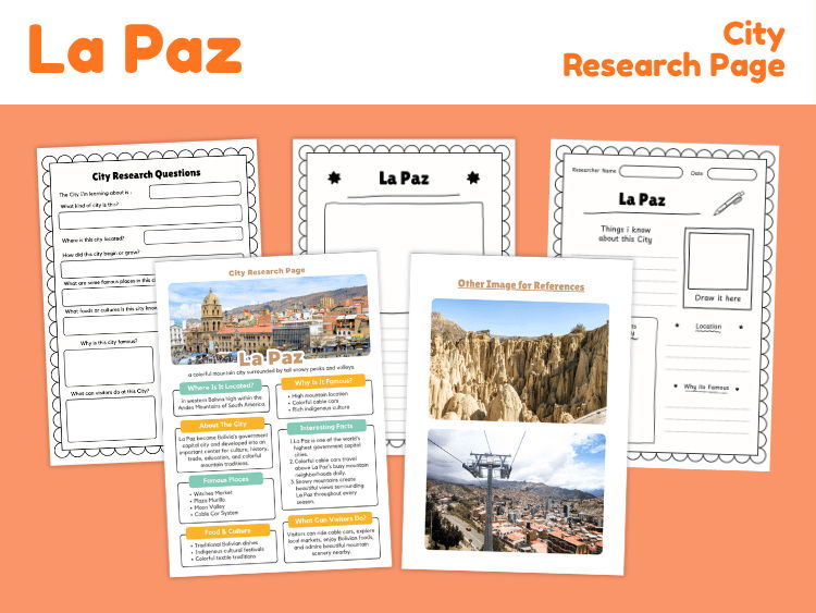 La Paz City Research Project | Bolivia Geography Worksheets