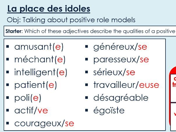 NEW 2026 GCSE French. Higher/ Rouge. Module 2. Unit 4. La place des idoles