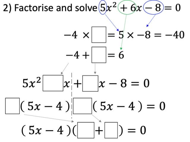 Factorising Quadratics Scaffolded Worksheet