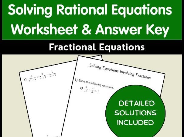 Solving Rational Equations Worksheet & Answer Key | Fractional Equations