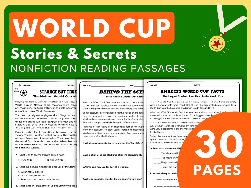 World Cup Stories & Secrets: 30 Nonfiction Reading Passages
