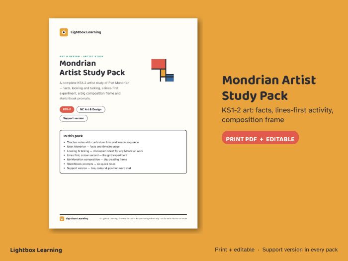 Mondrian Artist Study — KS1 KS2 Art Pack