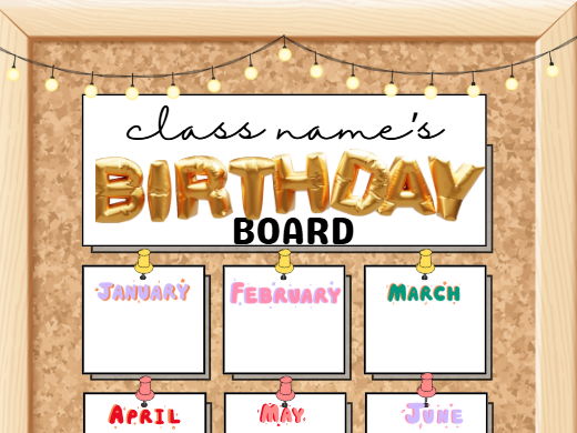 Editable Class Birthday Pinboard Poster