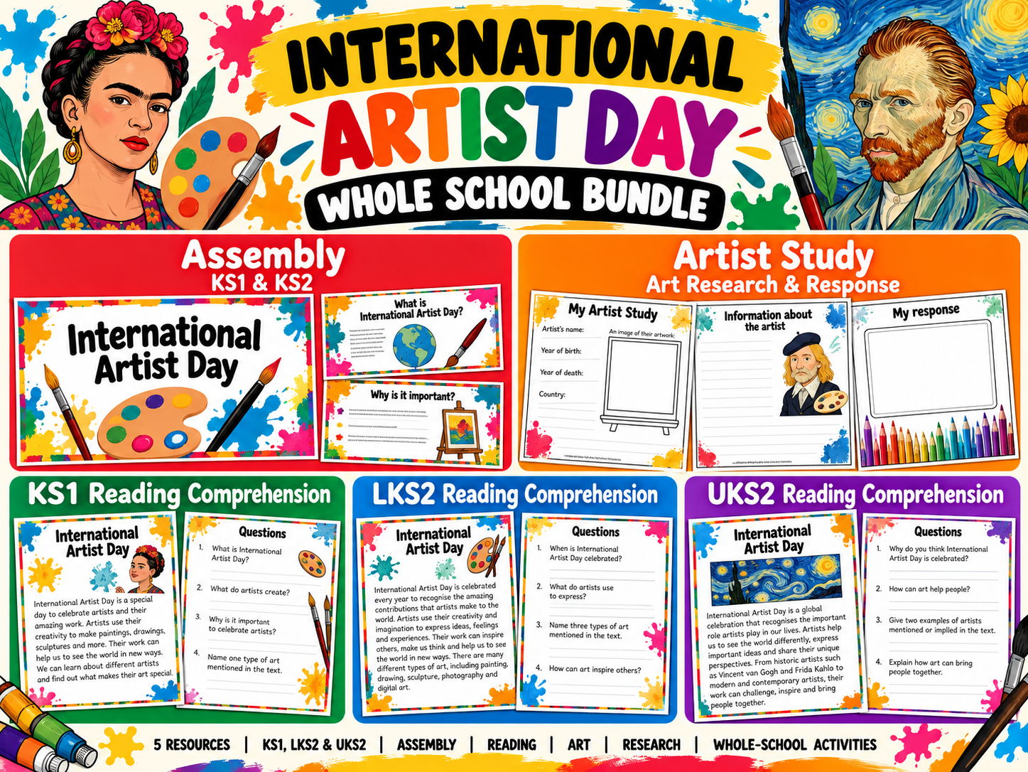 International Artist Day Whole School Bundle | Assembly, Art Study & Comprehensions | Updated for 2026-27