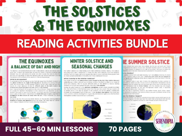 Winter & Summer Solstice & The Equinox Reading Passage and Comprehension Activities KS3, KS4 Literacy | BUNDLE