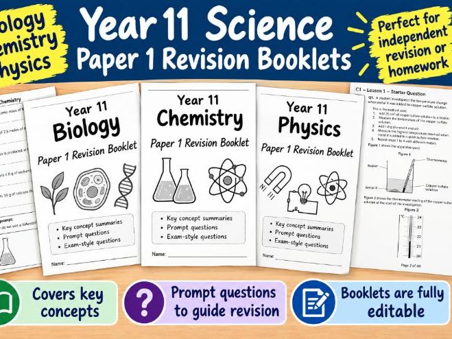 Science Mock Revision Booklets - Paper 1 Revision AQA Combined Science