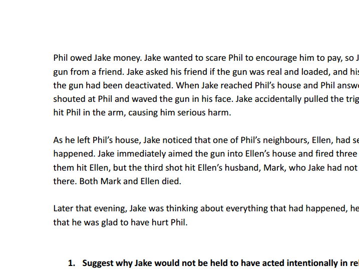 Mens rea - 5-mark questions (AQA A-level law)