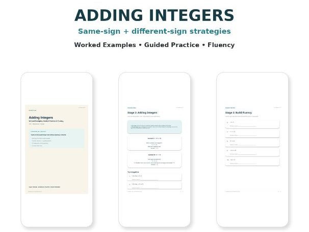 Adding Integers Worksheets & Answers