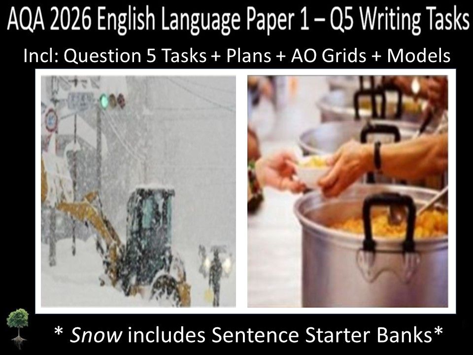 Two Q5 Writing Tasks AQA 2026 English Language Paper 1 | Plans, AO Grids, Models