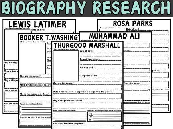 Black History Month Biography Research African American Figures Project Template