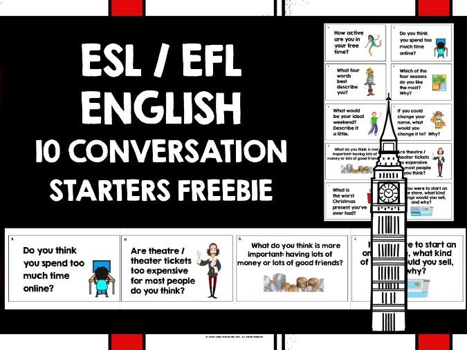 ENGLISH CONVERSATION STARTERS FREEBIE ESL EFL ESOL