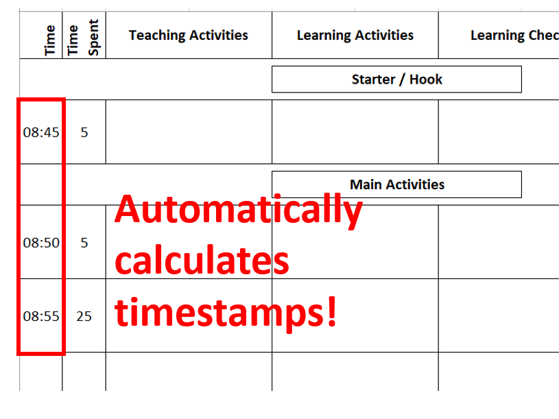 Lesson Plan with Timestamp Calculator