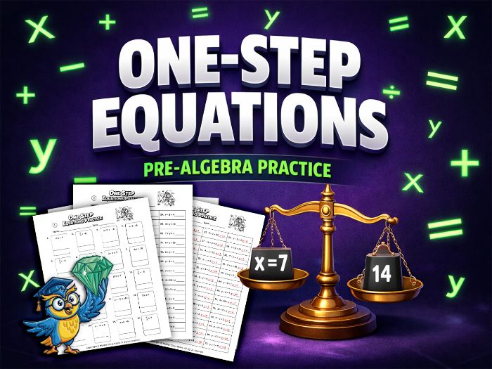 Solving One Step Linear Equations Algebra